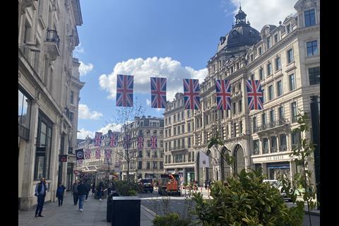 Union flags on Regent Street